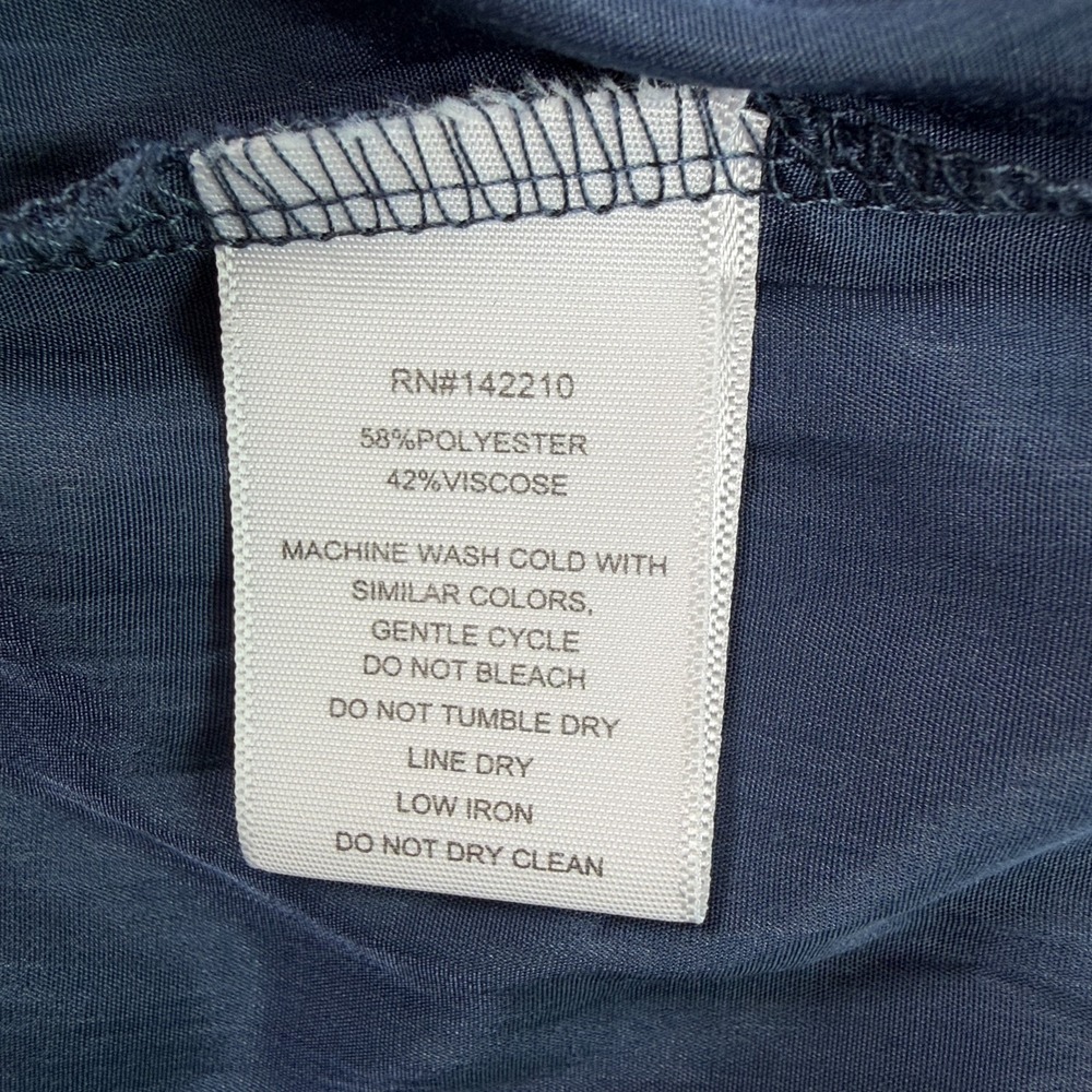 Mersea Womens Ruffle Sleeve Top Size M Navy Off Shoulder Boho Chic Coastal Luxe - Picture 6 of 7